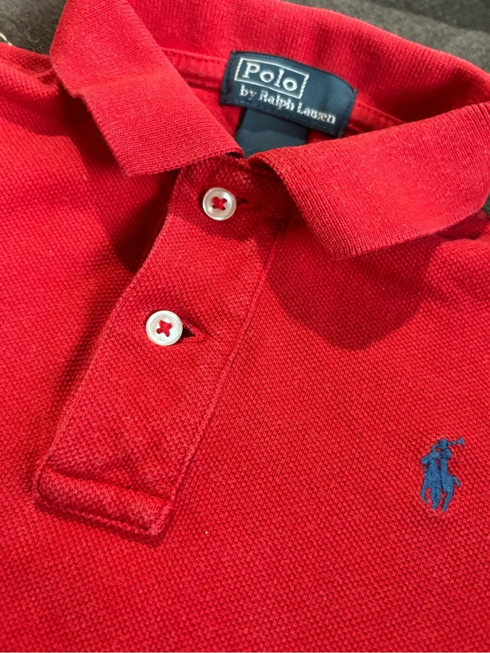 Ralph Lauren Red Boys' Short Sleeve Polo with Blue Pony